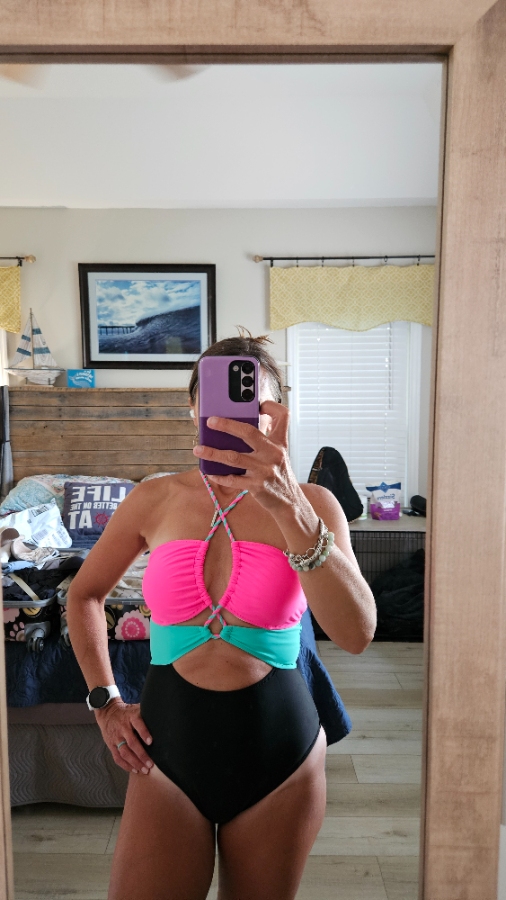 Women's Swimsuit Square Neck Solid Color Bathing Suit For Beach - View #8